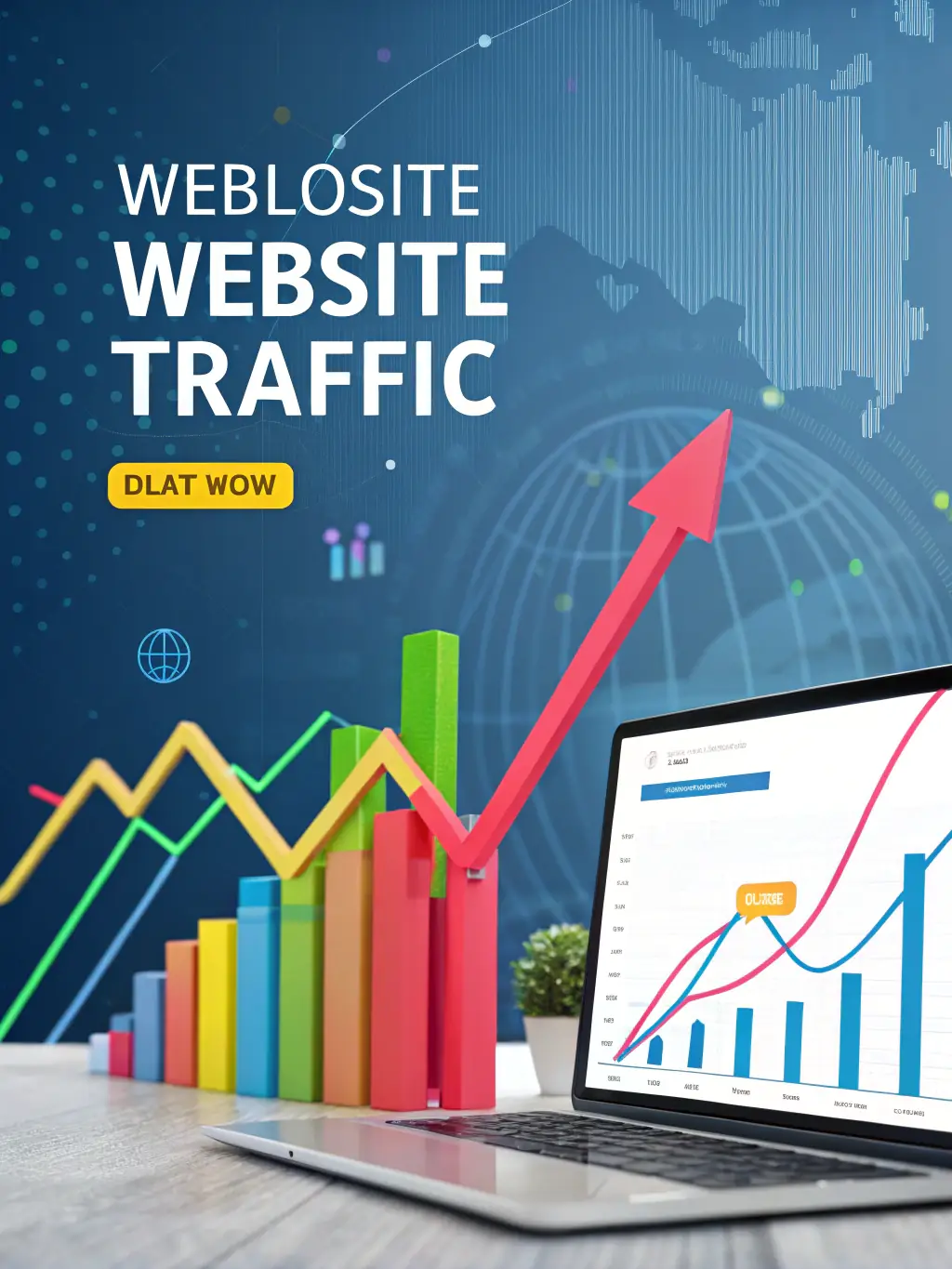 A graph showing rising website traffic and search rankings.