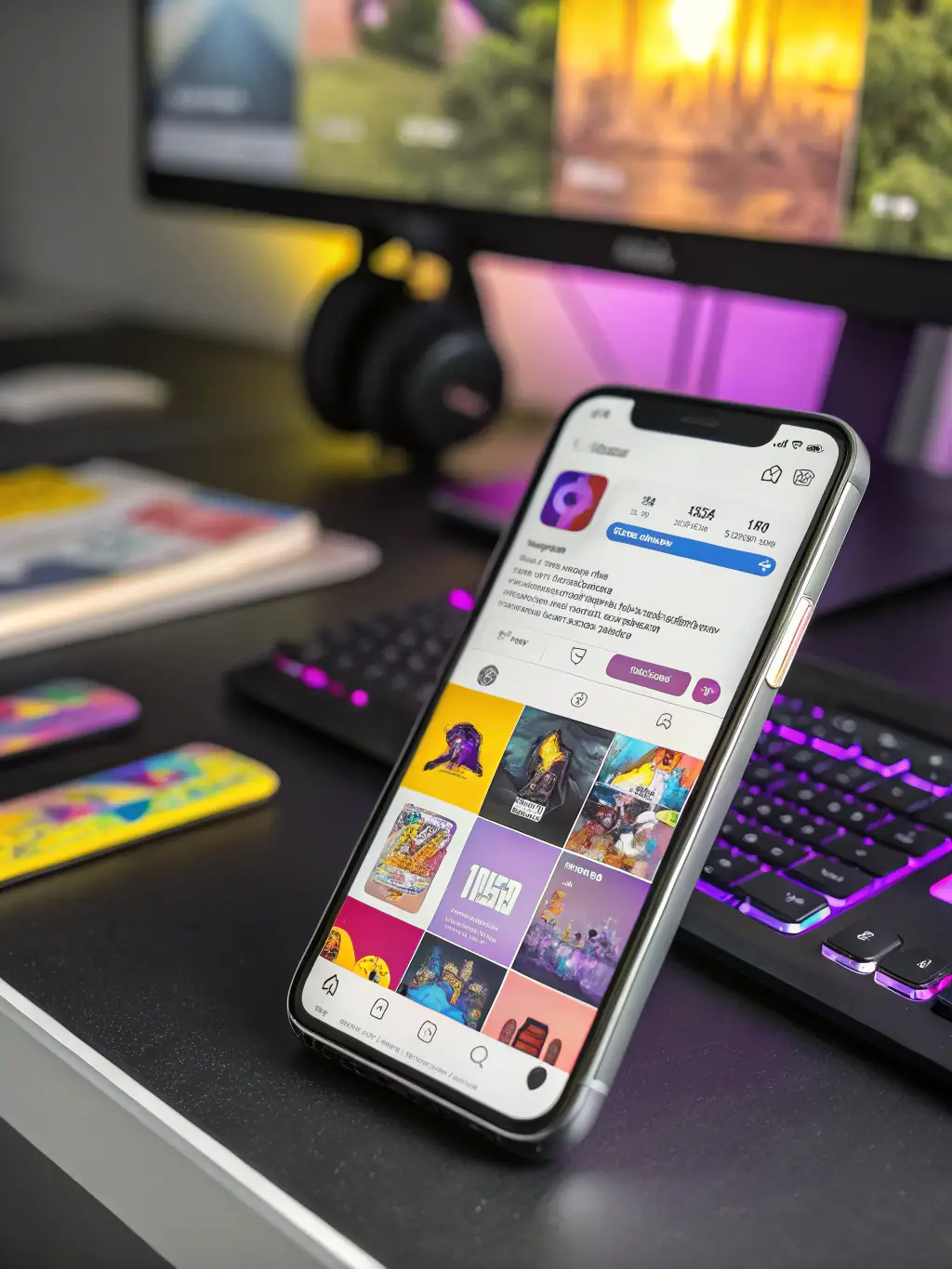 A vibrant social media feed featuring engaging content, showcasing Sunlit Reach Marketing's social media management expertise.