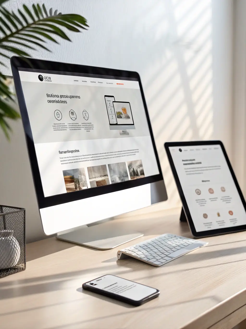 A sleek, modern website displayed on various devices, highlighting responsive design and visual appeal.